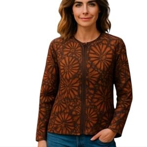 Brown Mocca mousse leather/ suede pieced inlay Old Money  perforated blazer sz M